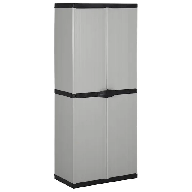 Garden Storage Cabinet with 3 Shelves Grey & Black 68x40x168 cm Default - Shop at LoveMi