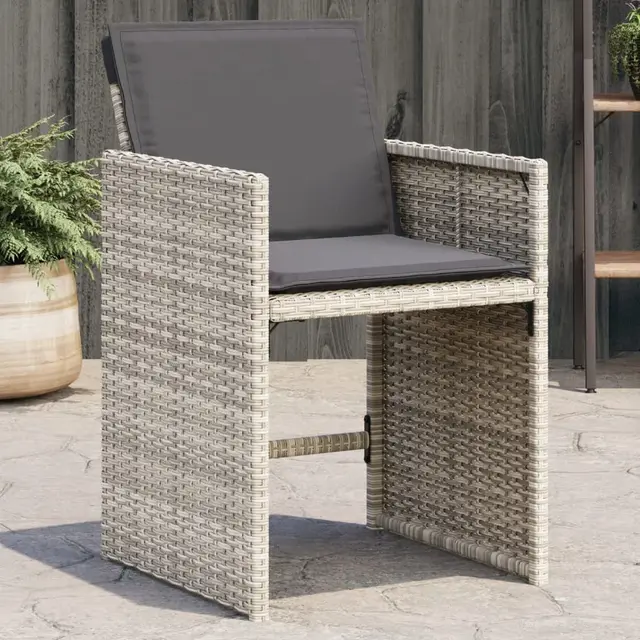 Garden Chairs with Cushions, , Light Grey Poly Rattan Default - Shop at LoveMi