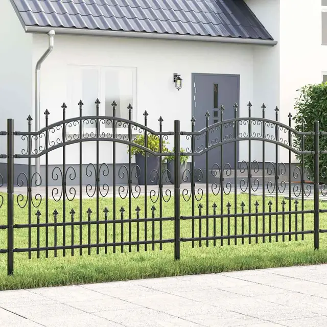 Garden Fence Grey 140 cm Powder Coated Steel Default - Shop at LoveMi