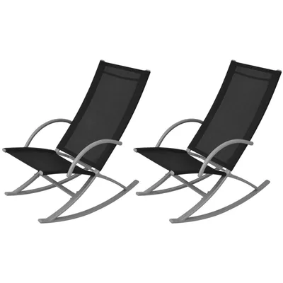 Garden Rocking Chairs, , Steel and Textile, Black Default - Shop at LoveMi