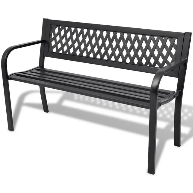Garden Bench 118 cm Steel Black Default - Shop at LoveMi