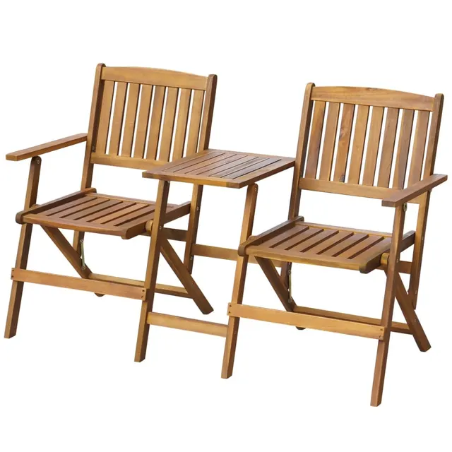 Folding Garden Bench with Tea Table 140 cm Solid Acacia Wood Default - Shop at LoveMi
