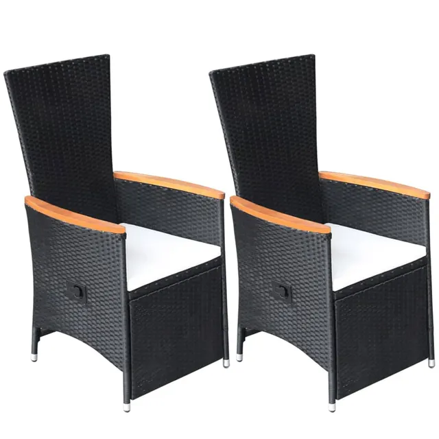 Garden Loungers, with Cushions, Poly Rattan, Black Default - Shop at LoveMi