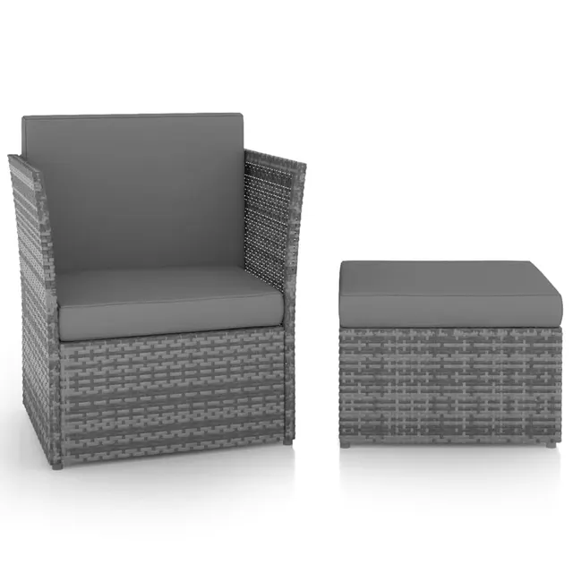 Garden Chair with Footstool Poly Rattan Anthracite Default - Shop at LoveMi