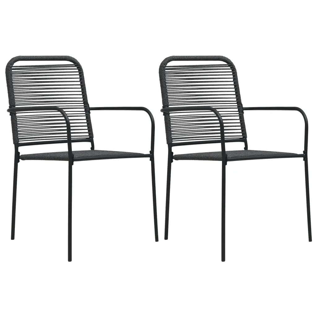 Garden Chairs . Cotton Rope and Steel Black