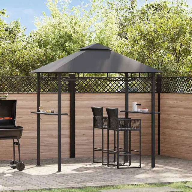 BBQ gazebo 240x150x255 cm anthracite steel Default - Shop at LoveMi