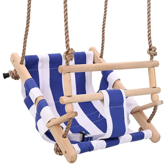 Baby Swing with Safety Belt Cotton Wood Blue Default - Shop at LoveMi
