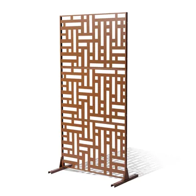 Metal Privacy Screen, 47" W X 76" H, Outdoor Privacy Screens 3 Panel, Freestanding Outdoor Divider With Stand, Decorative Garden Steel Privacy Fenc... Dlshwyspmjs7Ztjd3V0 - Shop at LoveMi