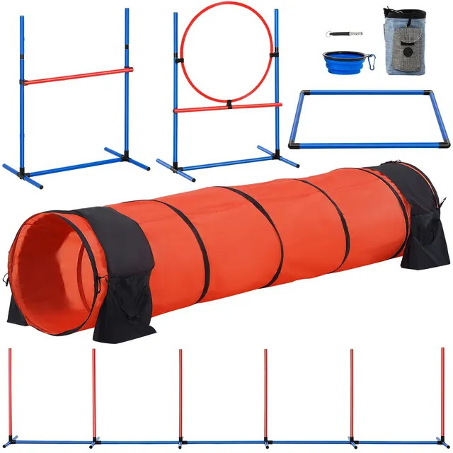 Dog Agility Training Equipment, Set Upgrade With Adjustable High Hurdles,6 Weave Poles,Extended Tunnel,Jump Ring,Pause Box,Whistle,Foldable Bowl,Pu... Tykmjkctjsjkustrtv0 - Shop at LoveMi