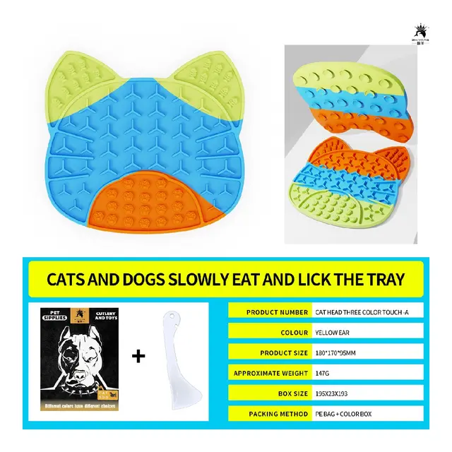 SLow Food Plate For Cats And Dogs Can Scraper For Pets Cat Tricolor Touch A - Shop at LoveMi