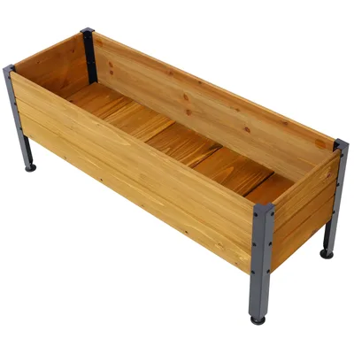 Wood Rectangular Garden Planter Box Raised Bed Outdoor,Planters For Outdoor Plants ,Elevated Herbs Vegetables Flowers Great Patio Deck Balcony Bl... Black Brown - Shop at LoveMi