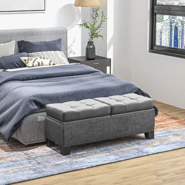 46" Storage Ottoman Bench Gray - Shop at LoveMi