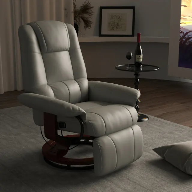 Faux Leather lounge chair with footrest and armrest Gray - Shop at LoveMi