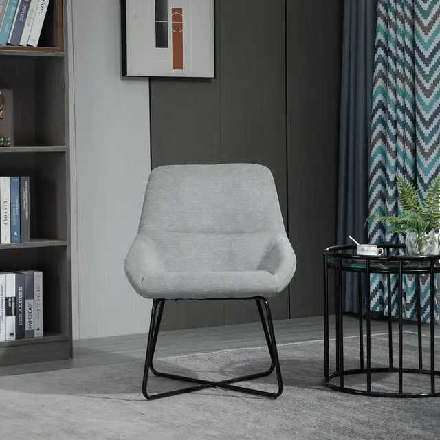 Modern Accent Chair Leisure Mid Back Chair Livingroom Funiture with X Shaped Frame and Curved Back Off - Shop at LoveMi