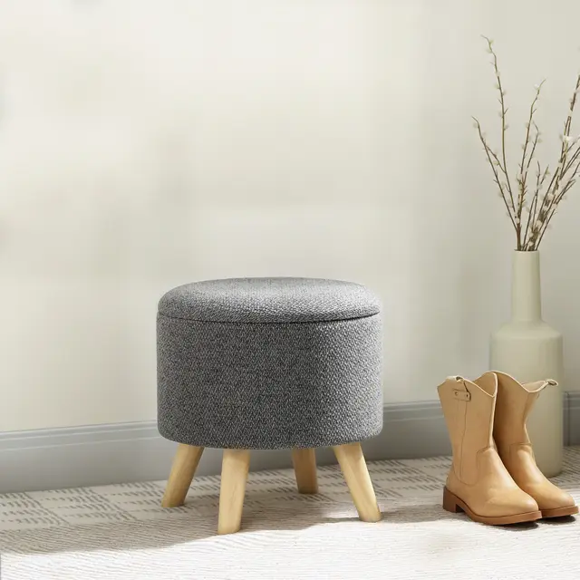 Round Ottoman Stool with Storage Gray - Shop at LoveMi