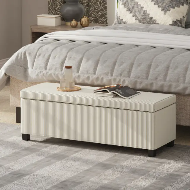 Storage Ottoman Bench Beige - Shop at LoveMi