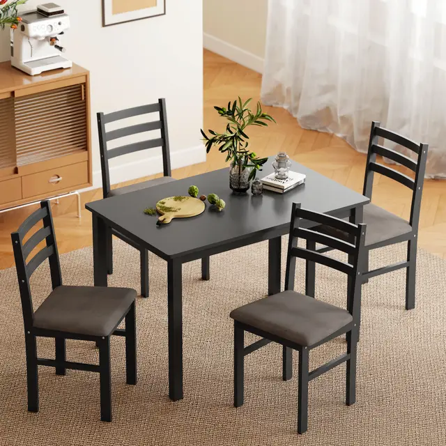 5 Piece Small Kitchen Table Set for 4 Black - Shop at LoveMi