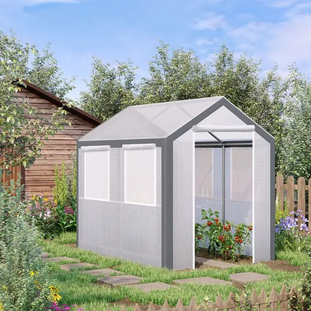 8' L x 6' W x 7' H Outdoor Walk In Tunnel Greenhouse with Roll up Windows White - Shop at LoveMi