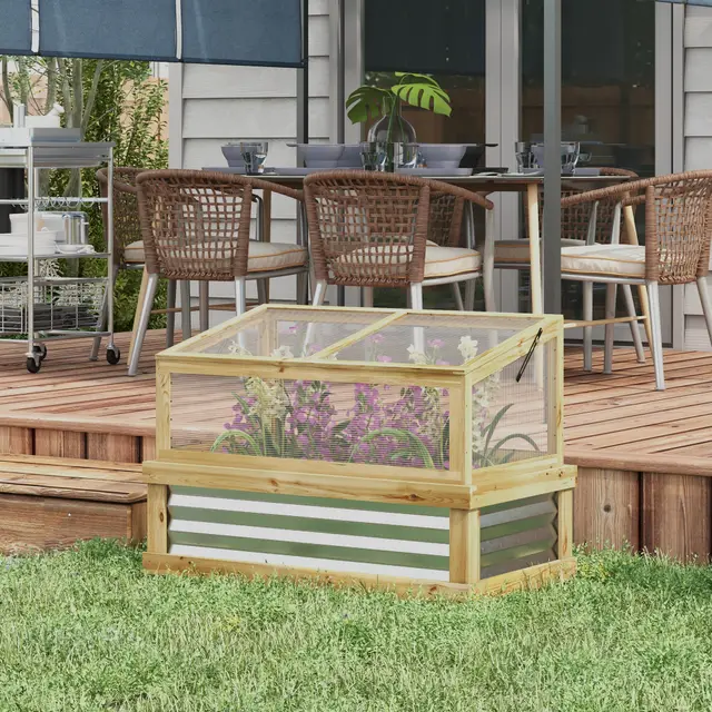 32" x 19" x 54" Garden Cold Frame Greenhouse Flower Planter with Adjustable Shelves Natural Wood - Shop at LoveMi