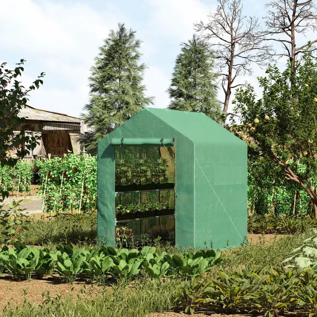 7' x 5' x 6' Walk in Greenhouse for Outdoors with Door Green - Shop at LoveMi