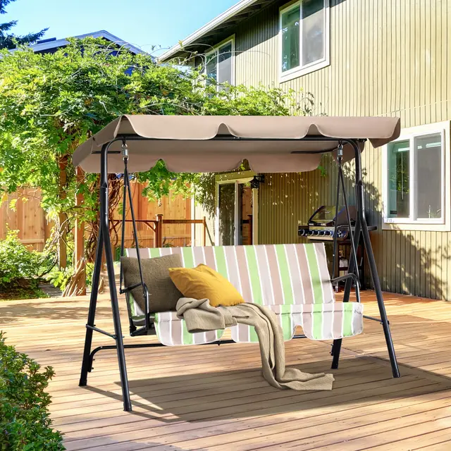 3 Seat Outdoor Patio Swing Chair with Removable Cushion Multi - Shop at LoveMi