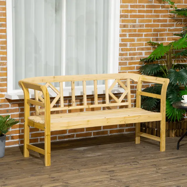 2 Seater Garden Bench Natural Wood - Shop at LoveMi