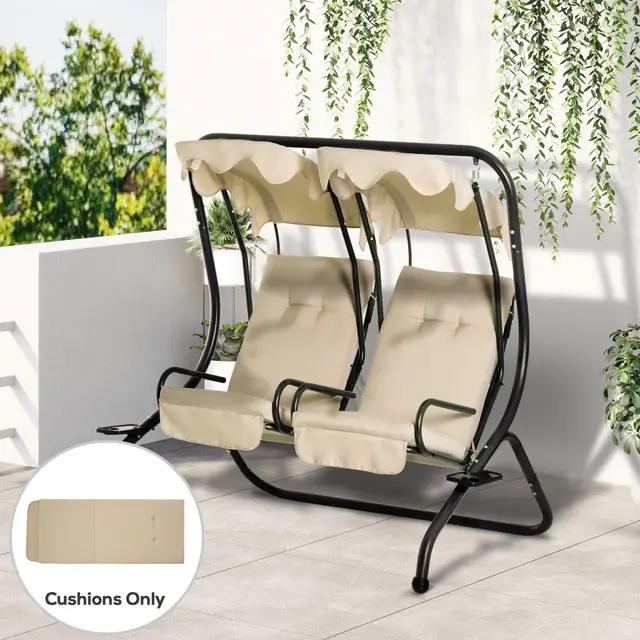84A 052 Series Outdoor Porch Swing Cushions with Seat & Tufted Back Beige - Shop at LoveMi