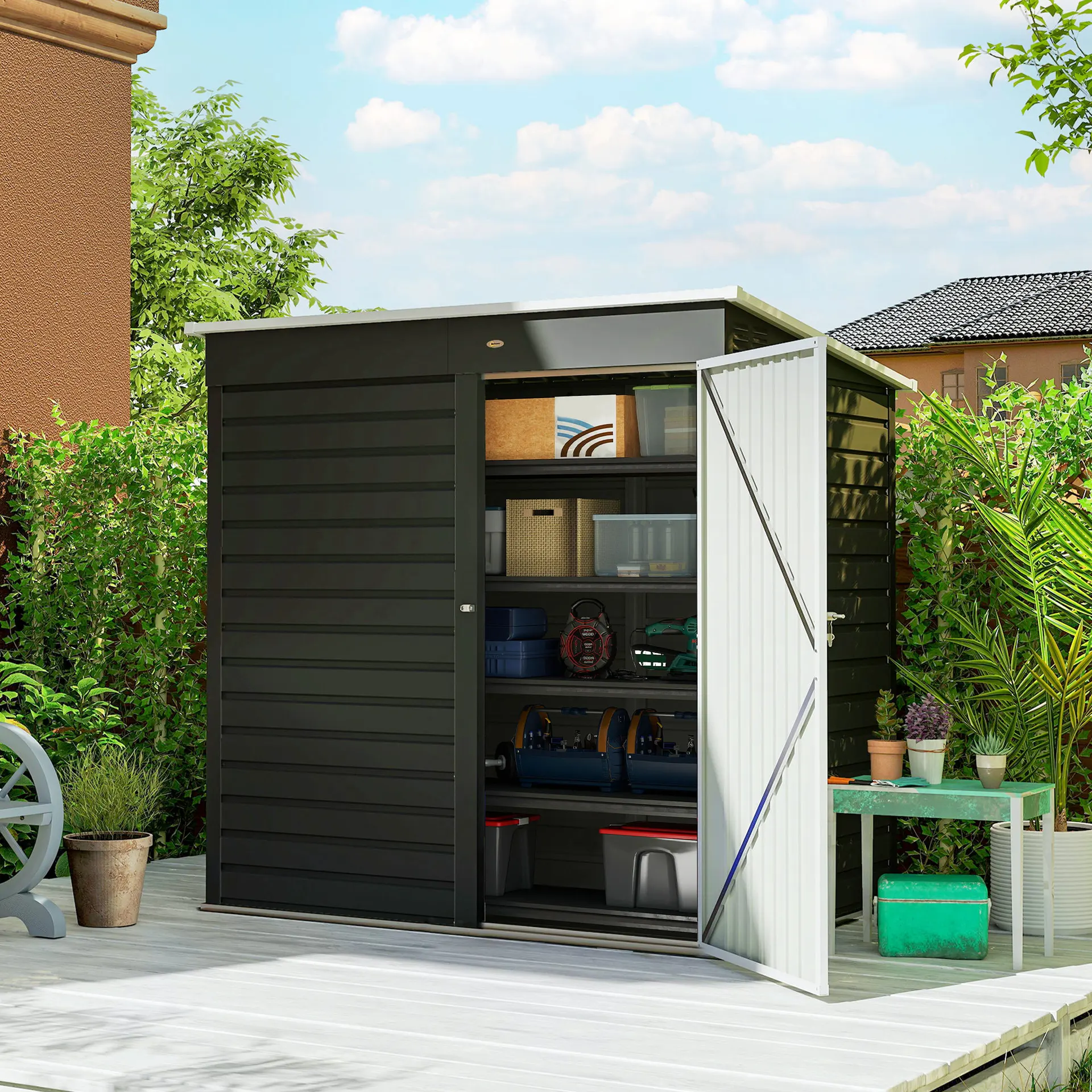 6' x 4' Outdoor Garden Shed - Dark Gray