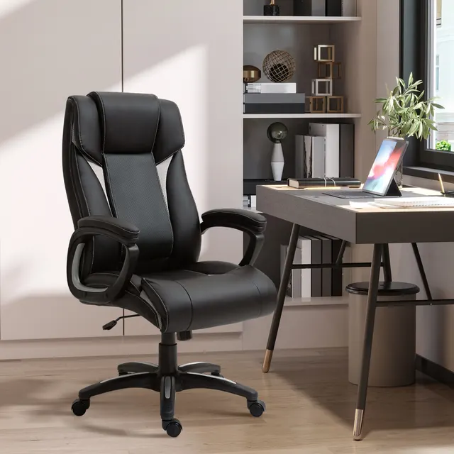 Ergonomic High Back Executive Office Chair with Padded Armrests Black - Shop at LoveMi