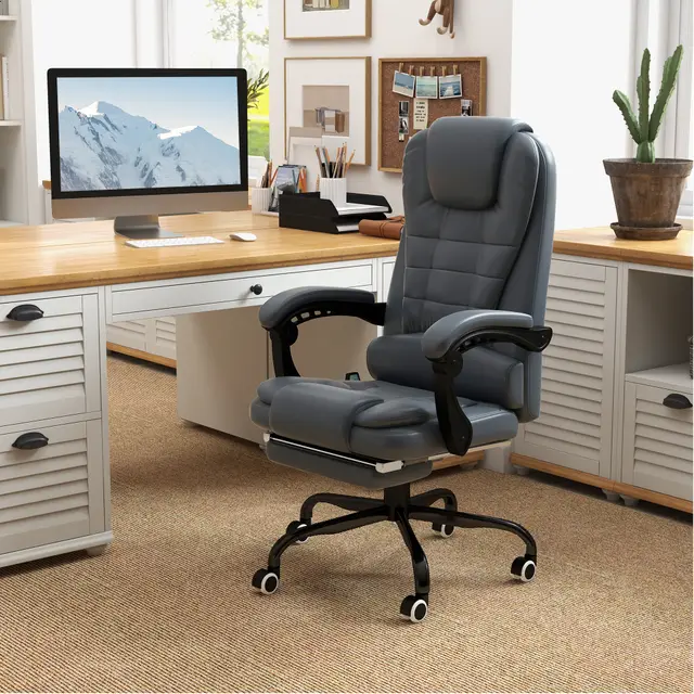 7 Point Vibrating Massage Office Chair High Back Massaging Office Desk Chair with Lumbar Support Blue - Shop at LoveMi