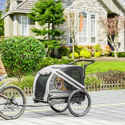 2 in 1 Pet Bike Trailer for Small Dogs Grey - Shop at LoveMi