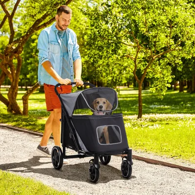 Dog Stroller for Large Medium Small Dogs up to 66 Lbs. 23.5" in Body Length Gray - Shop at LoveMi