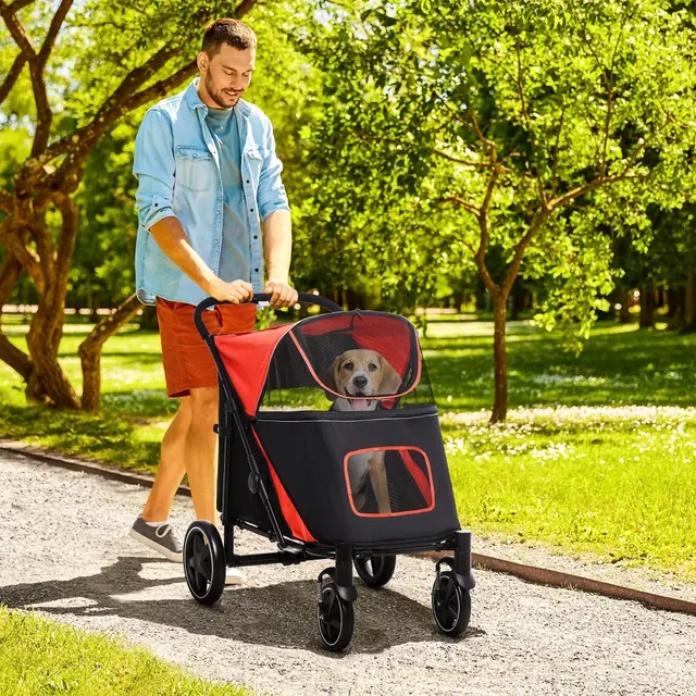 Dog Stroller for Large Medium Small Dogs up to 66 Lbs. 23.5" in Body Length Red - Shop at LoveMi