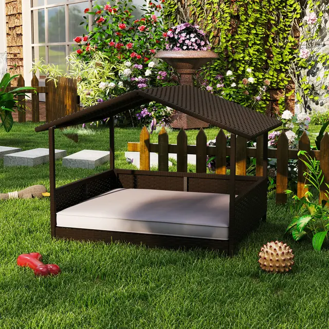 Dog House Outdoor with Canopy Cream White - Shop at LoveMi