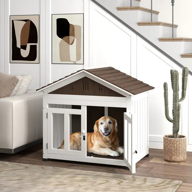 L Dog House Outdoor Indoor for Small Brown - Shop at LoveMi