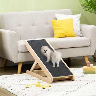 Elevated Dog Ramp for Bed Natural Wood - Shop at LoveMi