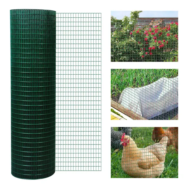 PVC Coated Chicken Rabbit Fencing Wire Garden Galvanized Fence Border Dark Green - Shop at LoveMi