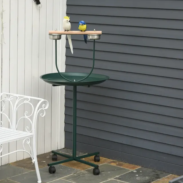 48" Rolling T Stand Bird Training Activity Playground With Perch Green - Shop at LoveMi