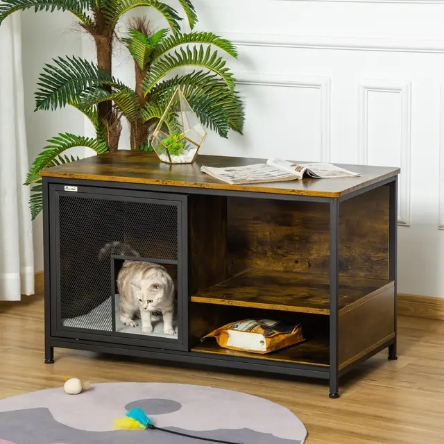 Cat House with Soft Cushion Rustic Brown - Shop at LoveMi