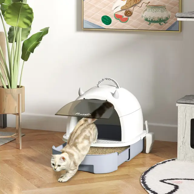 Covered Cat Litter Box with Lid Gray - Shop at LoveMi