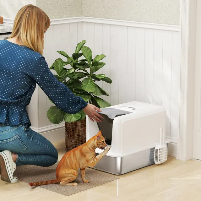Covered Cat Litter Box with Lid White - Shop at LoveMi