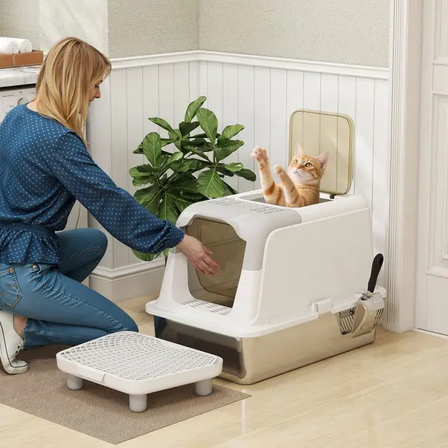 Stainless Litter Box with High Sides White - Shop at LoveMi