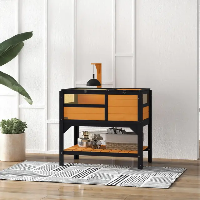 Tortoise Habitat with Shelf Storage Tortoise Gift Accessory with Weather Protection for Indoor Yellow - Shop at LoveMi