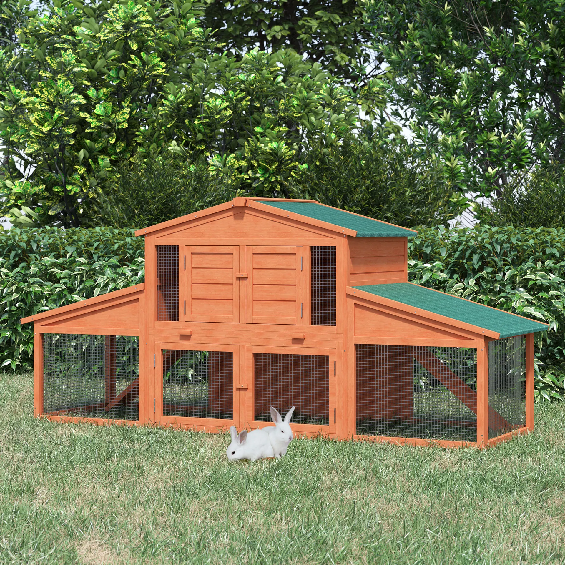 L Outdoor Rabbit Hutch - Orange - View 1