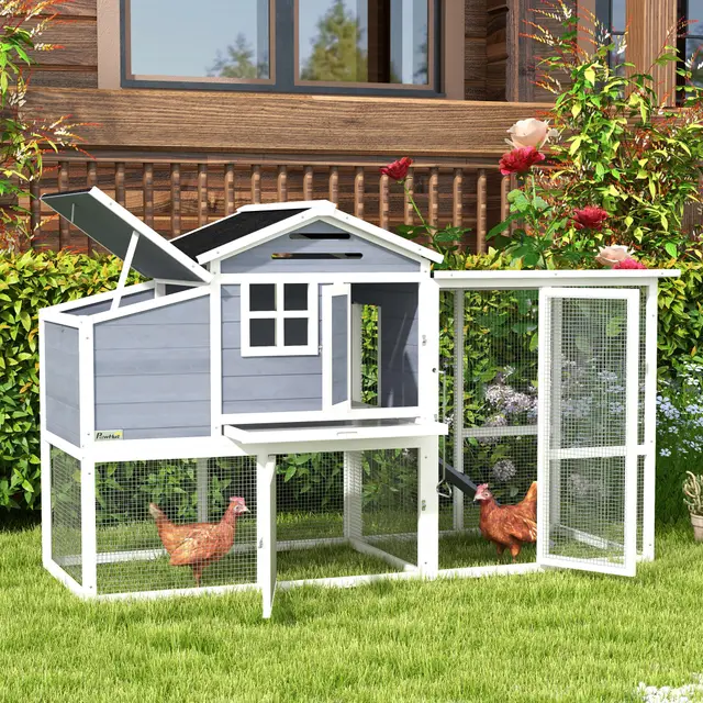 76" Chicken Coop with Safe and Healthy Non Polluting Materials Grey - Shop at LoveMi