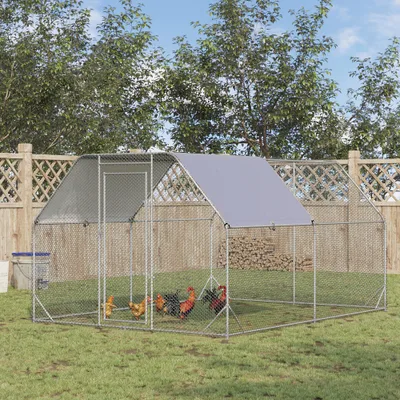 Large Chicken Coop Chicken Run with Waterproof and Anti UV Cover Silver - Shop at LoveMi