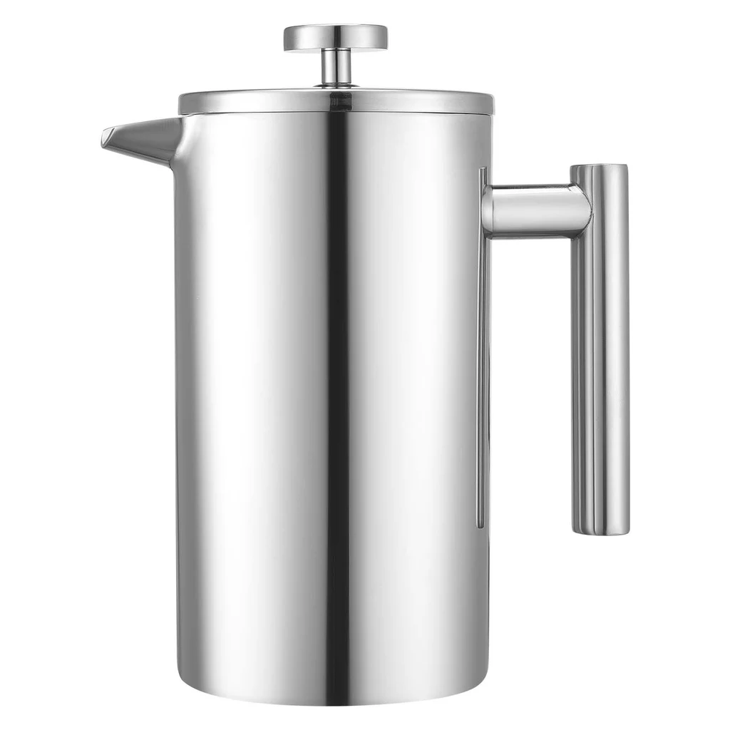 French Press Coffee Maker, 1 Liter Stainless Steel Coffee Press Tea Maker With Filter, Large Double Wall Insulated French Presses Cold Brew For Cam...