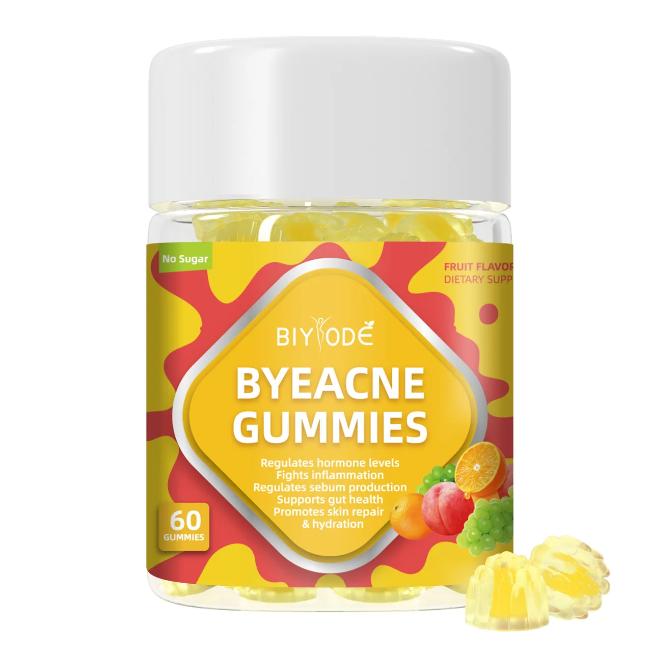 Custom Private Label ByeAcne Gummies -Hormone Balance Reduce Acne &Supports Gut Health No Sugar GMP Certified - Original - View 1