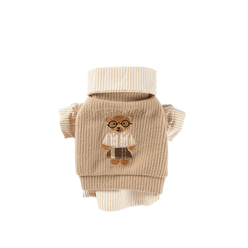 25 year New Autumn And Winter Thin Small And Medium sized Dog Teddy Bichon Striped Two legged Coat For Cats, Pets And Dogs Brown - Shop at LoveMi