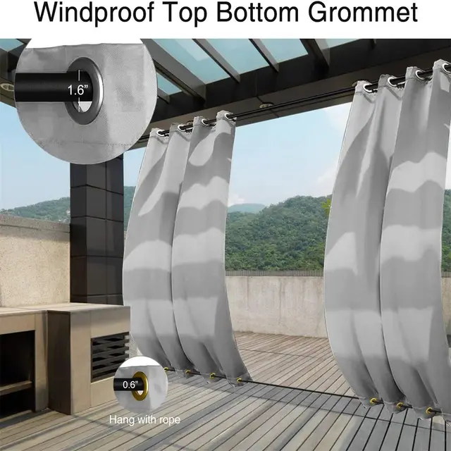 Outdoor Curtain Grommets Top & Bottom Greyish White 50x120inch 50 In. W X 120 In. L - Shop at LoveMi